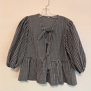 Amazon Black and White Gingham Blouse Small